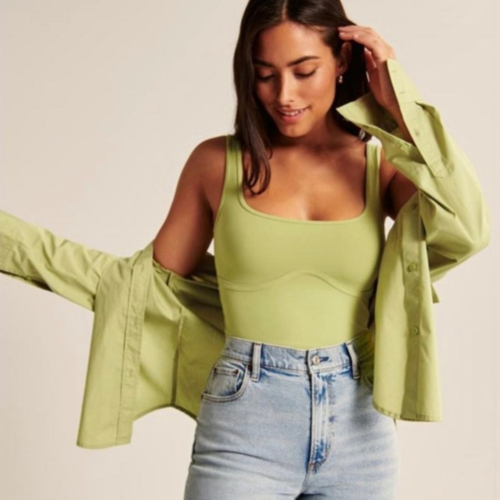 Abercrombie Cropped Corset Tank in Lime